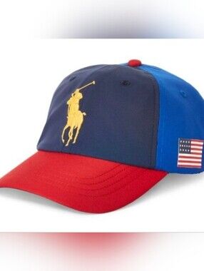 Polo US Open Ball Boy Big Pony Ralph Lauren Baseball Cap Strapback Hat Navy Blue